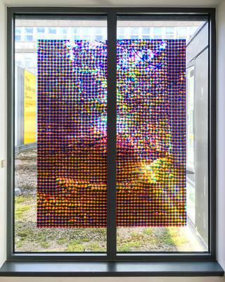 Inverfarigaig  - transparent window film on glass. Suttie Arts Space, Aberdeen Royal Infirmary